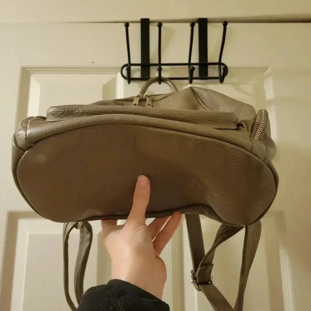 MAISON HERITAGE Paris Basi Leather Backpack in Tan Mauve Grey